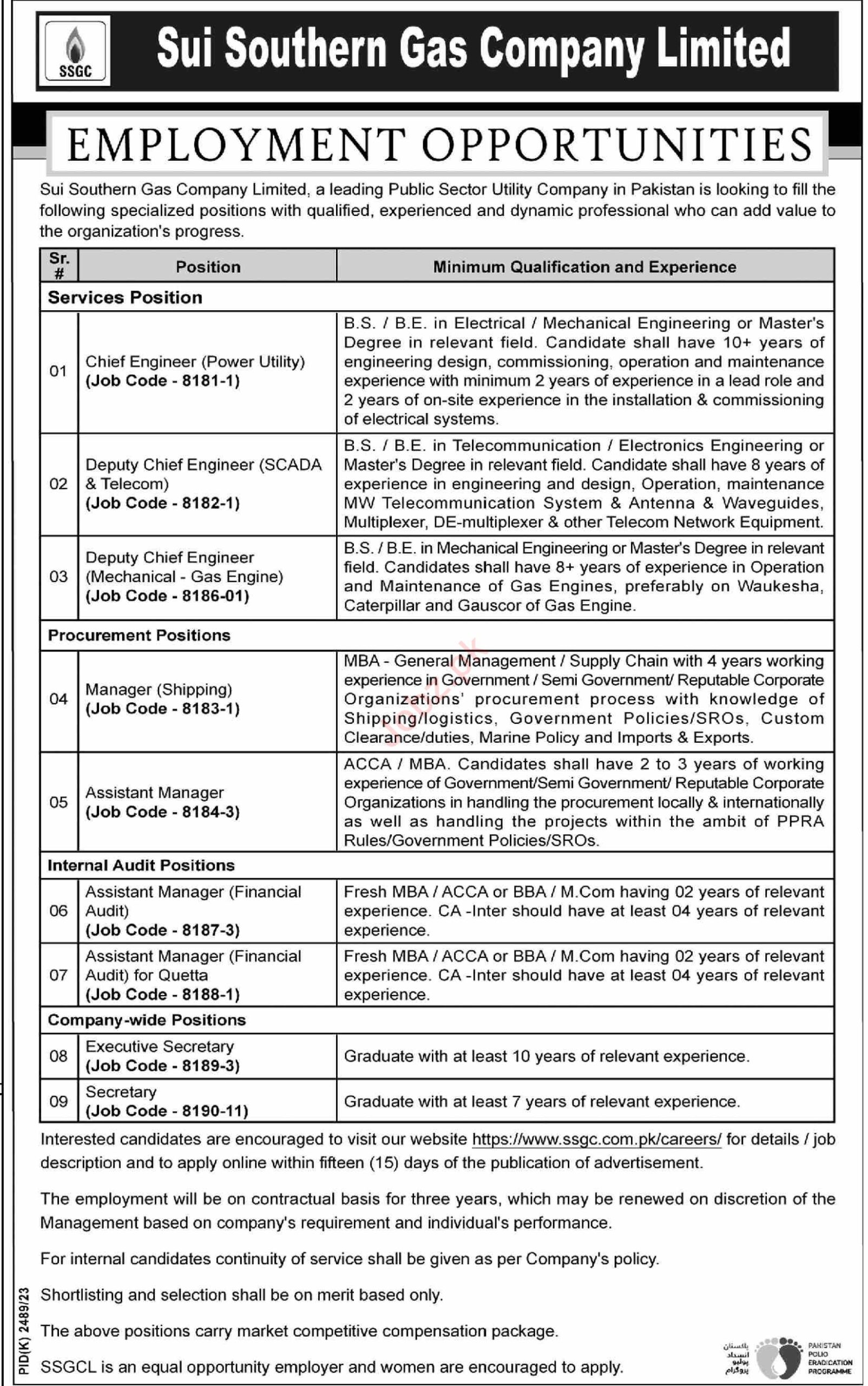 Sui Southern Gas Company Job Opportunities 2023 In Karachi