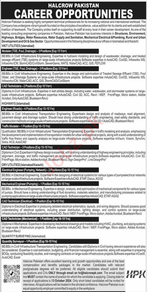 Halcrow Pakistan New Jobs 2024 In Lahore & Islamabad