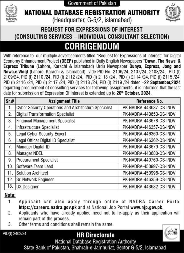 Latest Opportunities at NADRA Job 2024 Advertisement