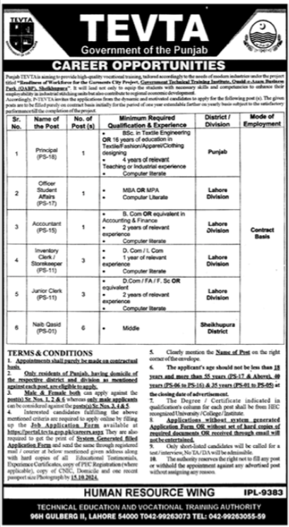 Technical Education & Vocational Training Authority Jobs 2024 Advertisement