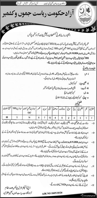 Latest AJK Police Security Job 2024 Advertisement