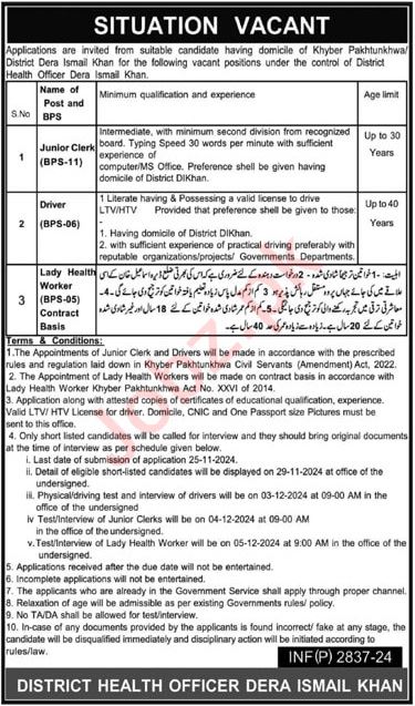 Latest District Health Officer Jobs Advertisement 2024